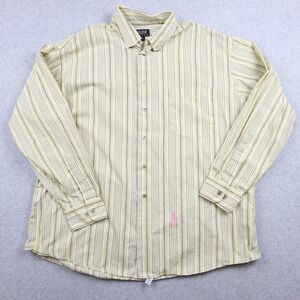 Kenneth Gordon Sport Shirt Mens XL Pocket Button Up Yellow Striped Long Sleeve